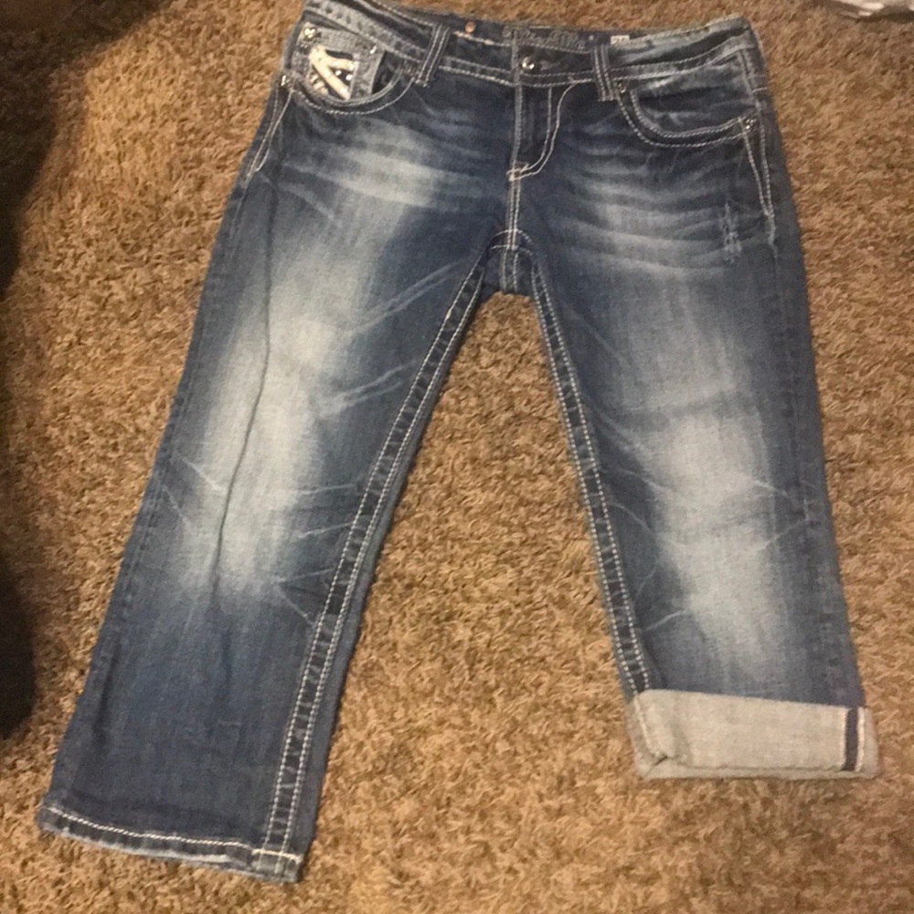 Miss Me Washed Blue Ankle Crop Jeans